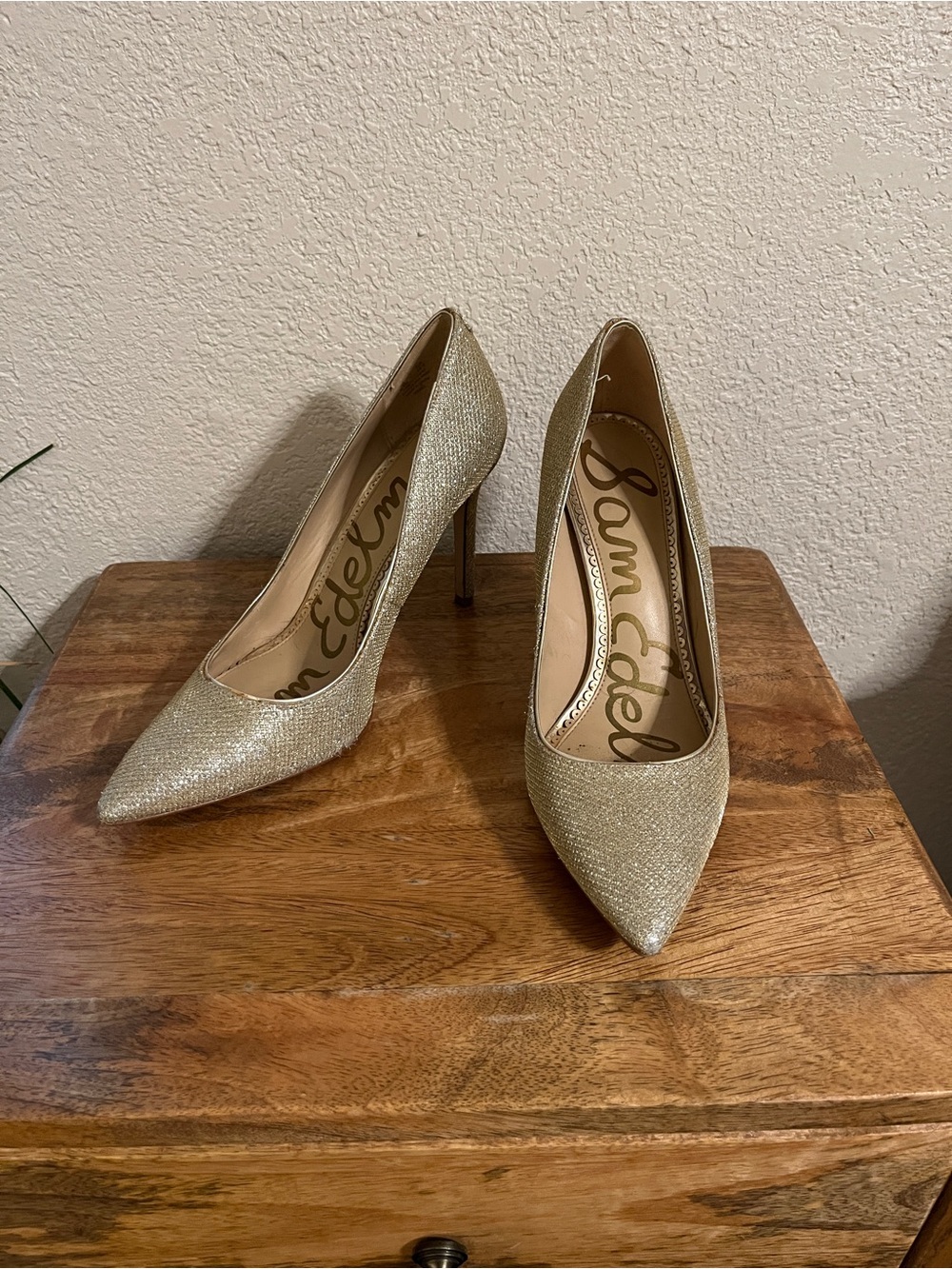 Sam Edelman Sparkling Gold Pointed-Toe Stiletto Pumps